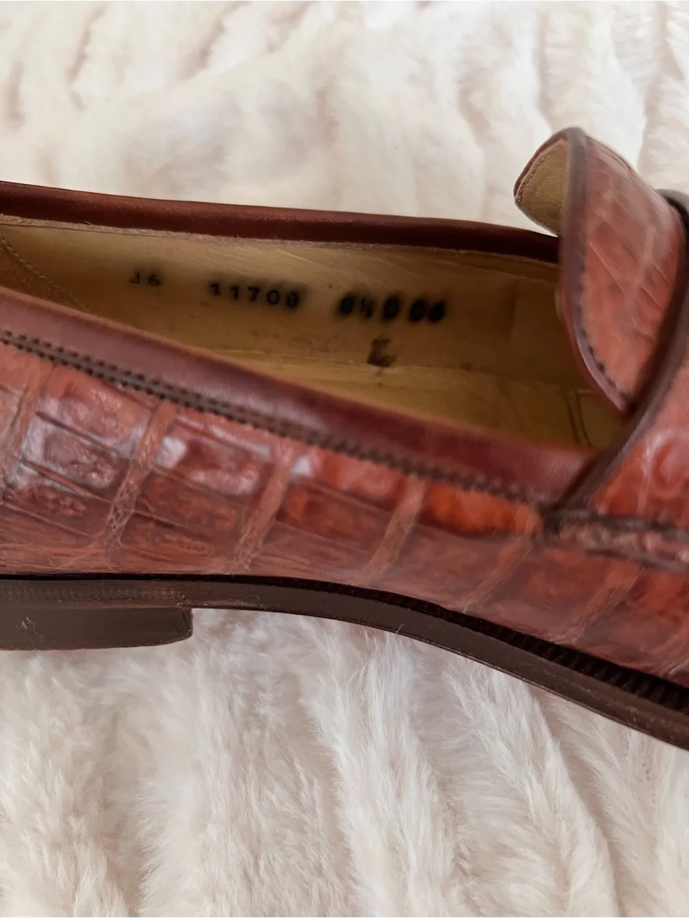 Cole Haan Vintage Genuine Caramel Brown Crocodile Leather Penny Loafers Size 8.5